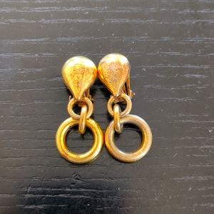 Gold tone clip-on dangle earrings